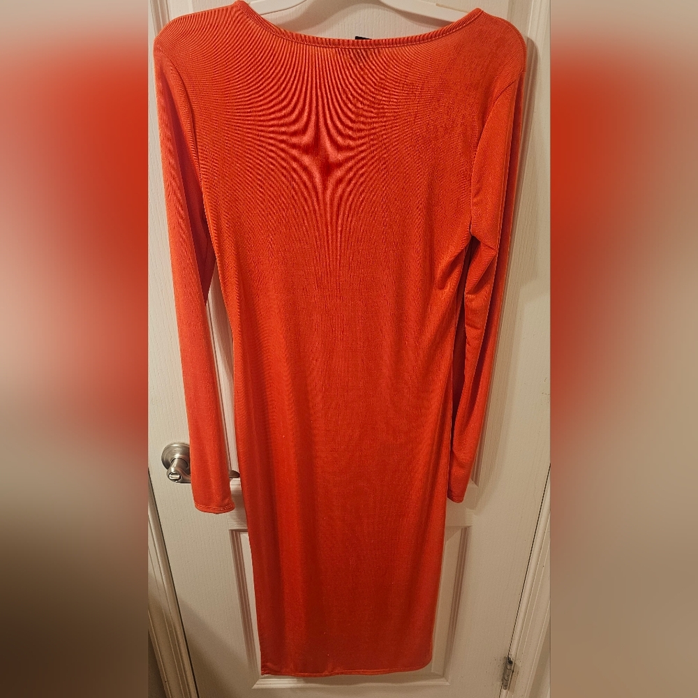 Elegant Orange Long Sleeve Dress